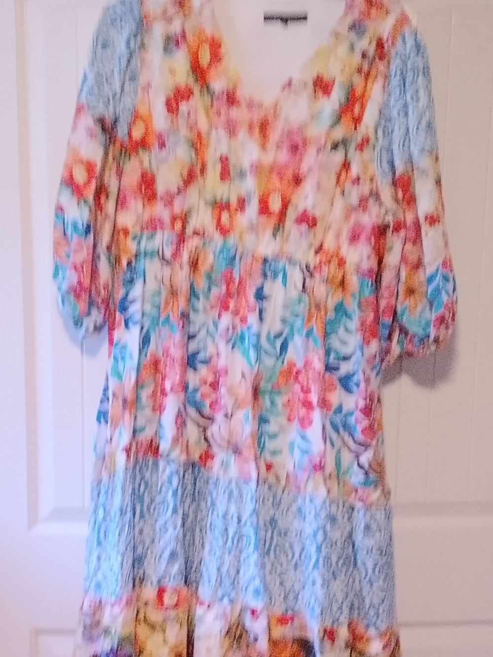 Calessa 3x Floral Tiered Maxi Lined Dress 2x